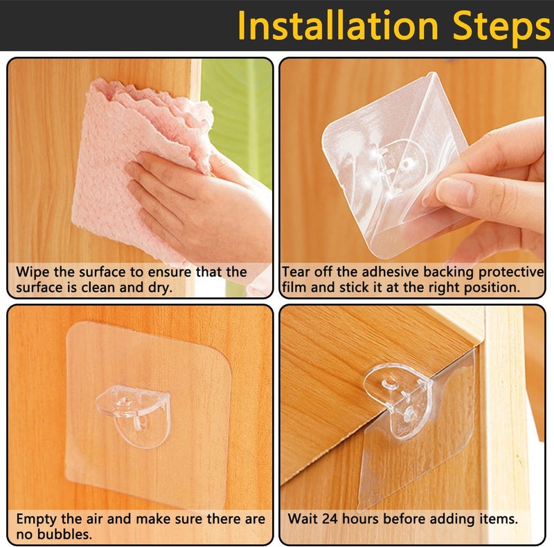 LonlyEagle 20 Pieces Plastic Shelf Support Peg,Self Adhesive Bracket,Partition Pin for Furniture Kitchen Cabinet Book Shelves Closet Brackets Clapboard Layer - Image 4